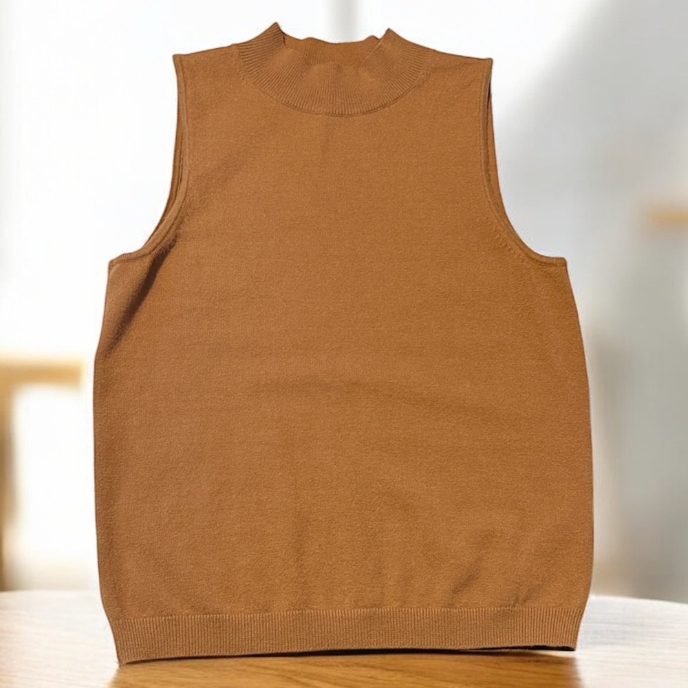 By anthropologie - Women’s Camel Turtleneck Sweater Vest Blouse size S